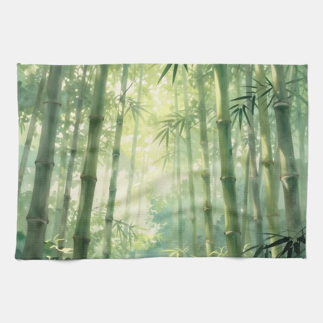 Lugn Bambu Skog Dim Glans Kökshandduk (Horisontell)