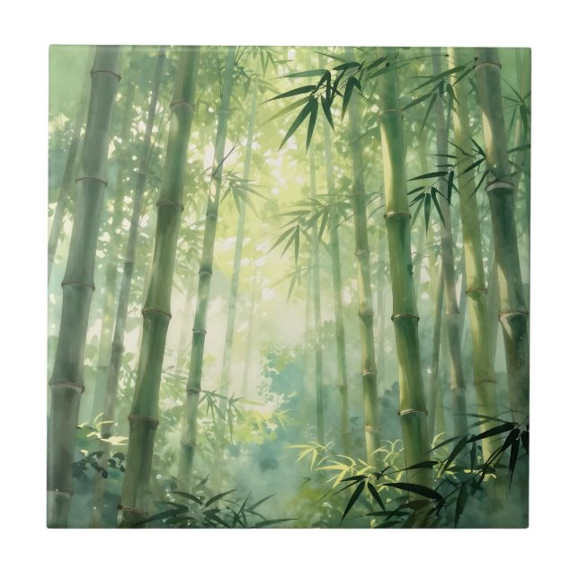 Lugn Bambu Skog Dim Glöd Kakelplatta (Framsidan)