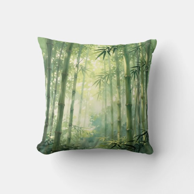 Lugn Bambu Skog Dim Glöd Kudde (Framsida)