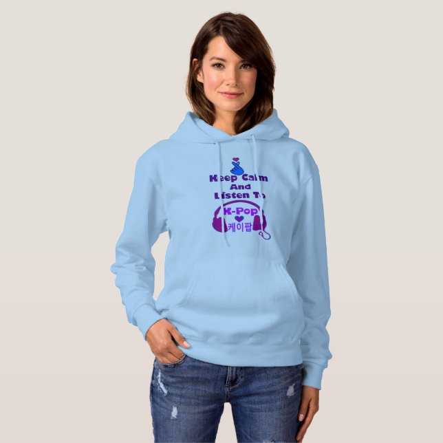 ♪ Lugn ♥ Behålla och lyssna på KPop Classic Hoodie T Shirt (Hel framsida)