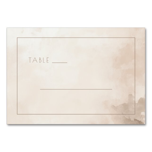 Lugn Beige Akvarell Linjer Bordsnummer (Framsidan)