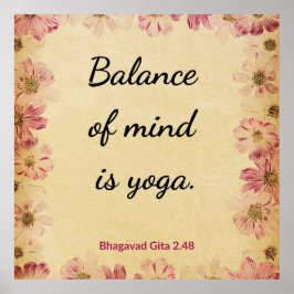Lugn Beige Rosa Gita Balans Yoga Blommigtryck Poster