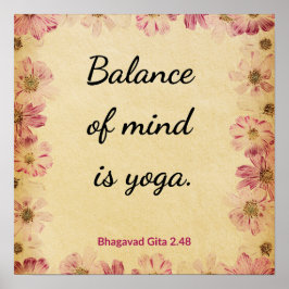 Lugn Beige Rosa Gita Balans Yoga Blommigtryck Poster
