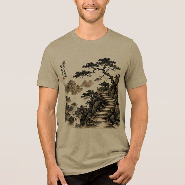 Lugn bergbläckslandskap naturkonst t shirt (Framsida)