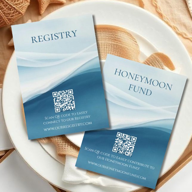 Lugn Blå Abstrakt Strand Bröllopspresent Registry Tilläggskort (Serene Blue Abstract Beach Wedding Registry Enclosure Card)
