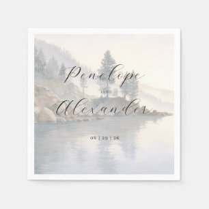 Lugn Blå Akvarell Insjö Scen Pappersservett
