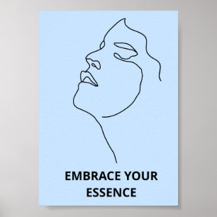 Lugn blå linjekonst kvinna ansikte poster