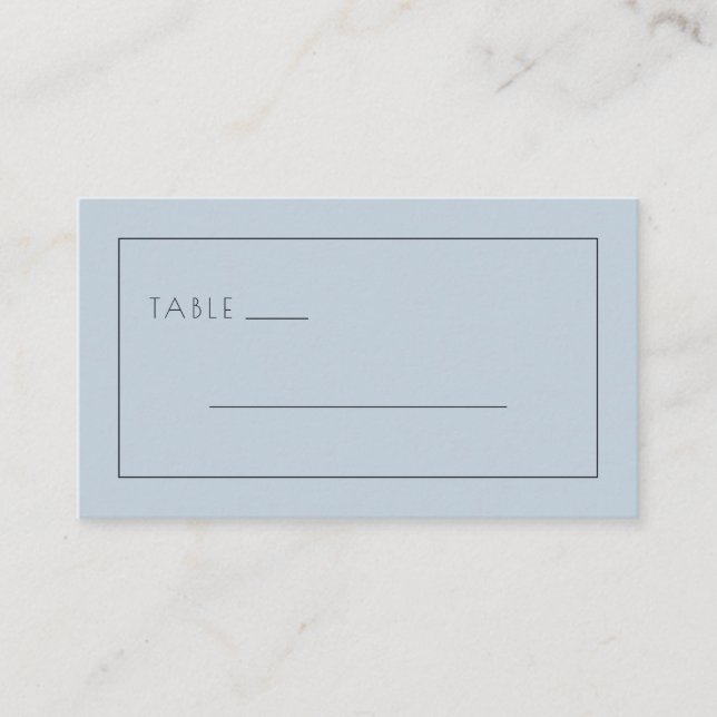 Lugn Blå Minimalistisk Bordsskylt Placeringskort (Framsida)