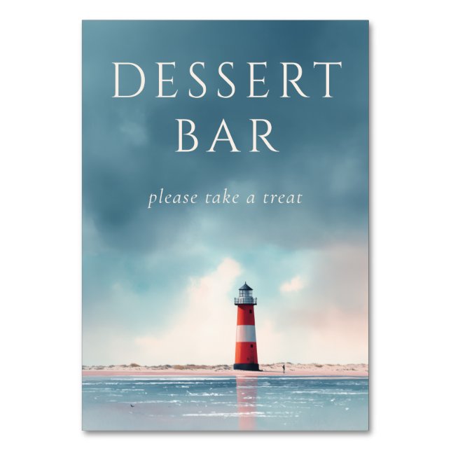 Lugn Blå Minimalistisk Fyrtorn Bordsnummer (Framsidan)