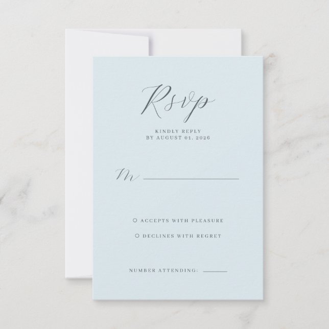 Lugn Blå Minimalistisk RSVP OSA Kort (Framsida)