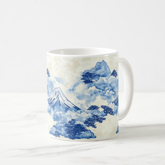 Lugn Blå Snötäckt Bergstopp Moln Landskap Kaffemugg (Framsida höger)