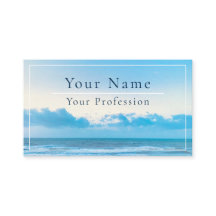 Lugn blå strandscen som kan anpassas