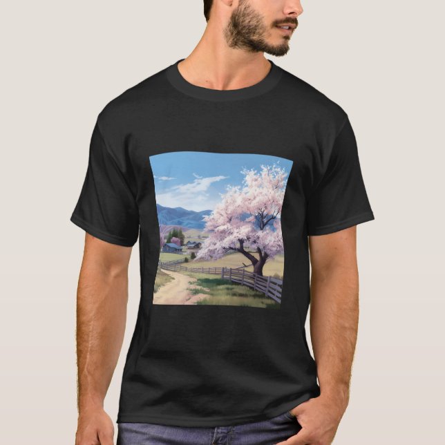 Lugn Blommande Hway Landsbygdens Bostad T Shirt (Framsida)