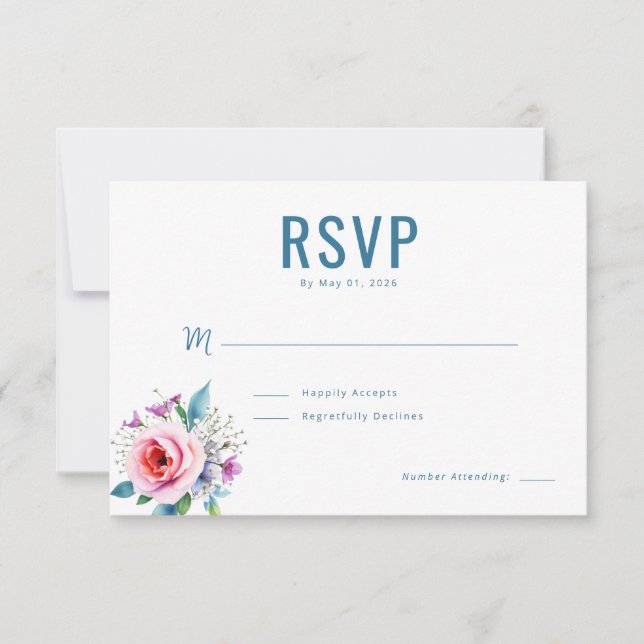 Lugn Blommig RSVP OSA Kort (Framsida)