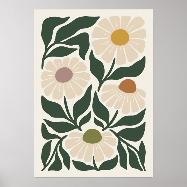 Lugn Blommor Mid Century Kamomill Poster (Framsidan)