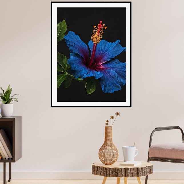 "Lugn blomning: Den blå hibiskusblommans skönhet Poster (Vardagsrum 3)