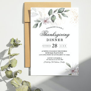 Lugn Blomsterprakt Aquarellblad & Blomma Guld Inbjudningar