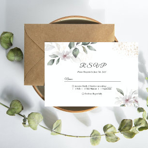 Lugn Blomsterprakt Watercolorblad & Blomma Guld Inbjudan Vykort