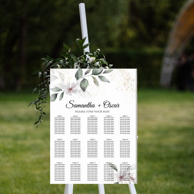 Lugn Blomsterprakt Watercolorblad & Blomma | Guld Poster (Skapare uppladdad)