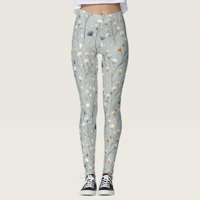 Lugn blomsterträdgård Floral mönster (7) Leggings (Framsida)
