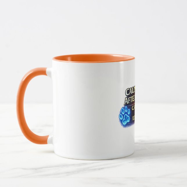 Lugn Börjar Efter Kaffe Kattmamma Mugg Söt Kattkär (Vänster)