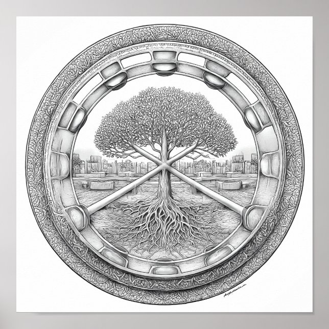 Lugn botanisk mandala: Hydroponisk helix Poster (Framsidan)