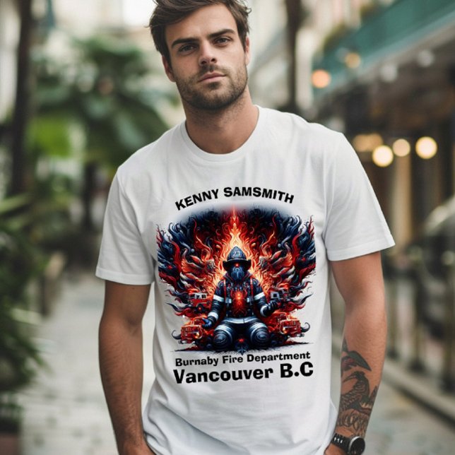 Lugn brandman bland lågorna och lastbilar t shirt (Skapare uppladdad)