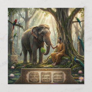 Lugn Buddha och elefant i helig skogskonst Program