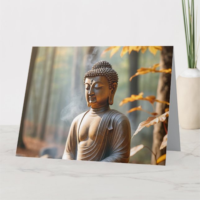 Lugn Buddha-staty Zen-vibbar Harmoni Trädgård Lugn Kort (Framsida)