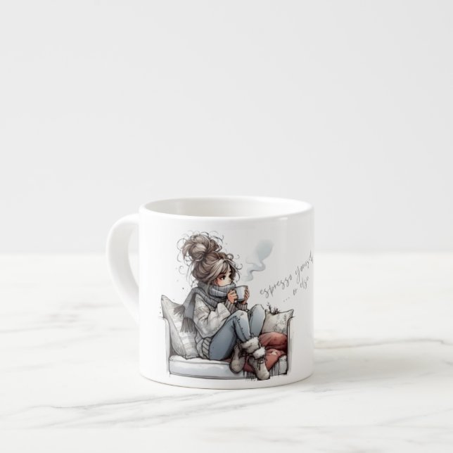 Lugn Coffee Vibes Mugg - slappna av och dra åt sid Espressomugg (Framsida vänster)