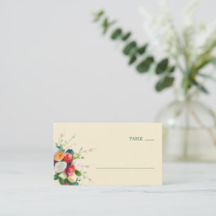 Lugn Crème Blommig Akvarell Placeringskort