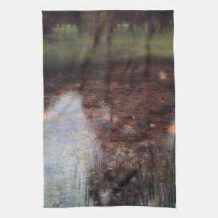 Lugn damm på Kammer Castle-området, Gustav Klimt Kökshandduk