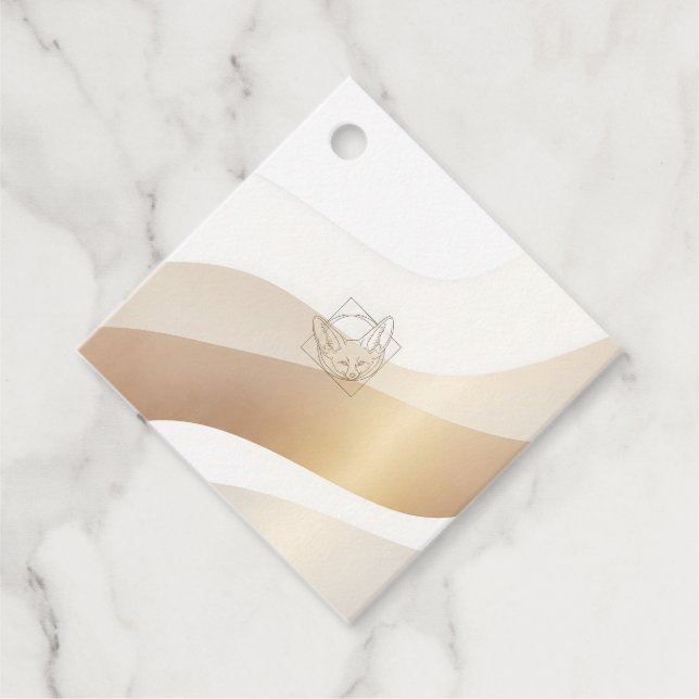 Lugn Desert Vinkarare med Fennec Essence | Minimal Gåvor Etiketter (Framsida)