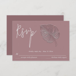 Lugn enkel präglad tropisk blad-RSVP OSA Kort