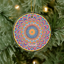 Lugn Fackfärglös Blommigt Mandala Julgransprydnad Keramik