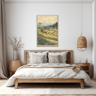 Lugn fält – Japansk landsbygd Vintagekonst Poster
