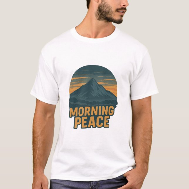 Lugn fjäll soluppgång retro emblem t shirt (Framsida)