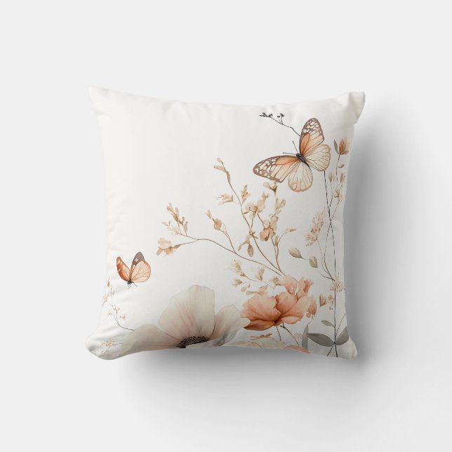 Lugn fjäril och blommig kudde (Framsida)