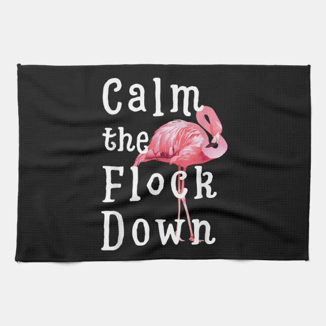 Lugn Flock Down Flamingo Girl |Funny Flamingo Kökshandduk (Horisontell)