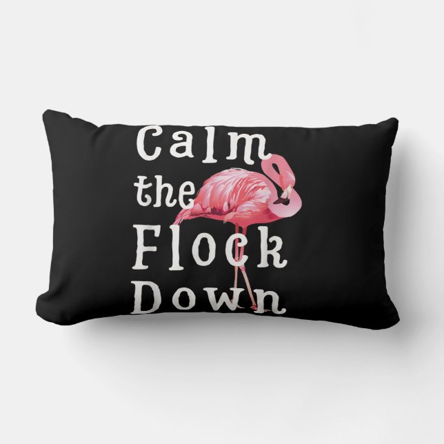 Lugn Flock Down Flamingo Girl |Funny Flamingo Lumbarkudde (Framsida)