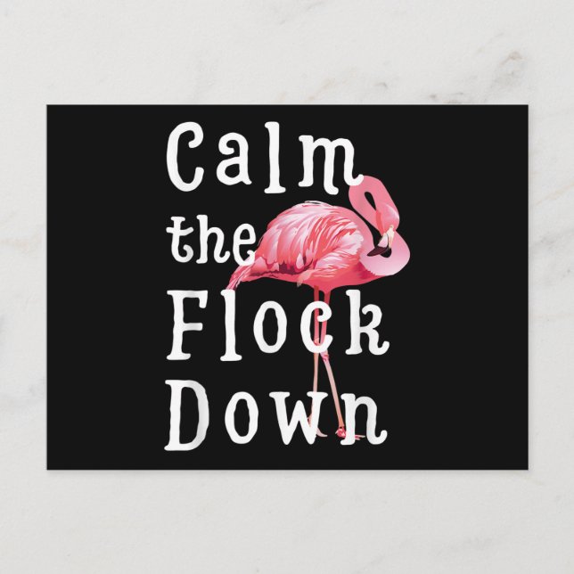 Lugn Flock Down Flamingo Girl |Funny Flamingo Meddelande Vykort (Framsida)