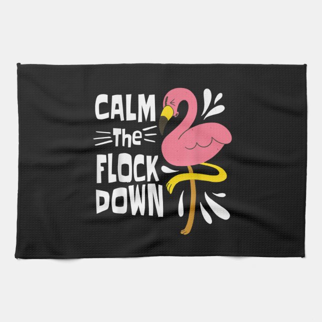 Lugn Flock Down Funny Rosa Flamingo Kökshandduk (Horisontell)