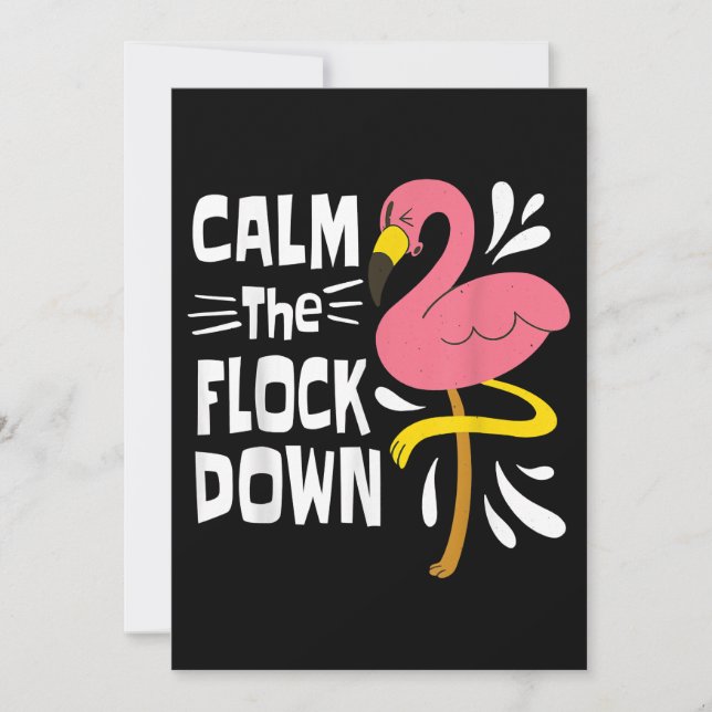 Lugn Flock Down Funny Rosa Flamingo Spara Datumet (Framsida)