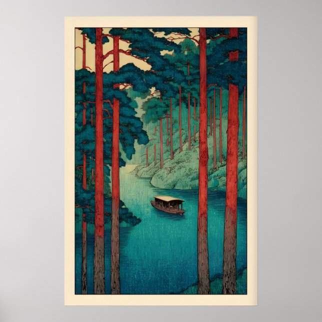 Lugn flodväggskunst i Hasui Kawase-stil, lugn Poster (Framsidan)