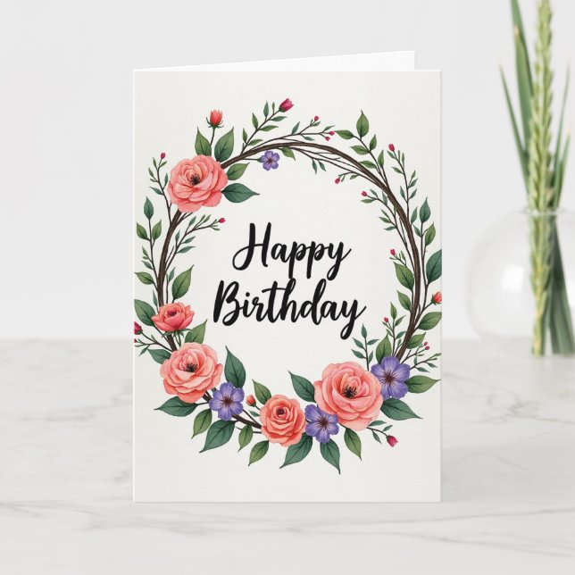 Lugn födelsedagskort med blommotiv kort (Framsida)