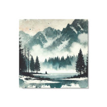 Lugn Foggy Sjö liggande med röd solnedgång