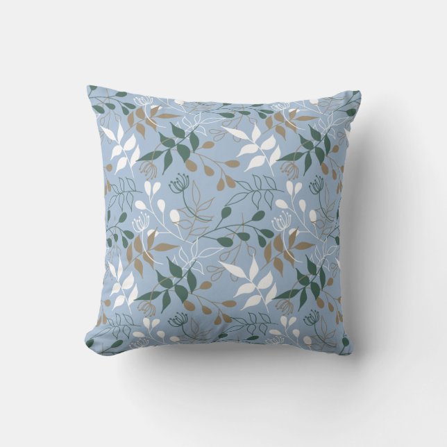 Lugn Foliage Löv in Blue, Grönt, Beige, White Kudde (Framsida)