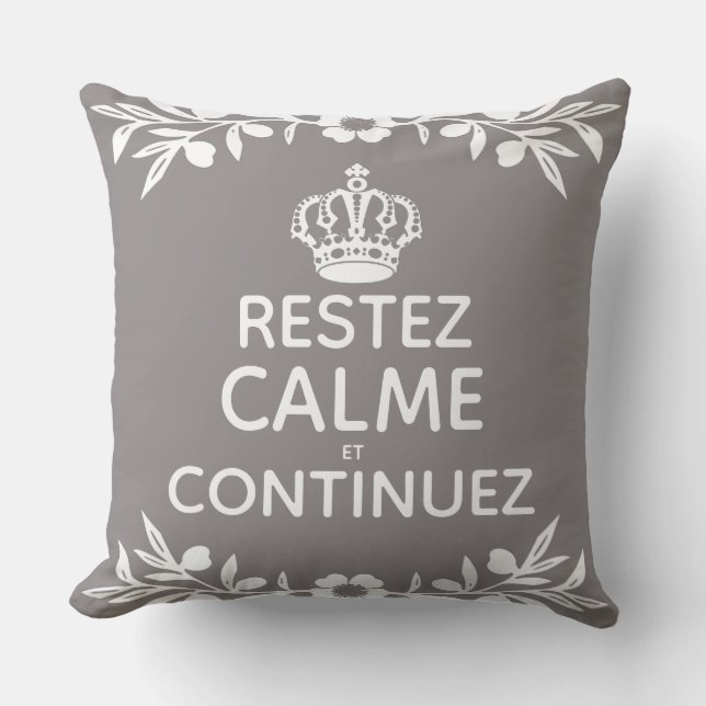 Lugn för Behålla av grått-vit oliv-gren-Fransk Kudde (Framsida)