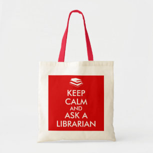 Lugn för bibliotekariegåvabehålla frågar en tygkasse