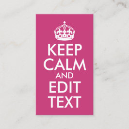 Lugn för magenta och vit Behålla och Redigera text Visitkort